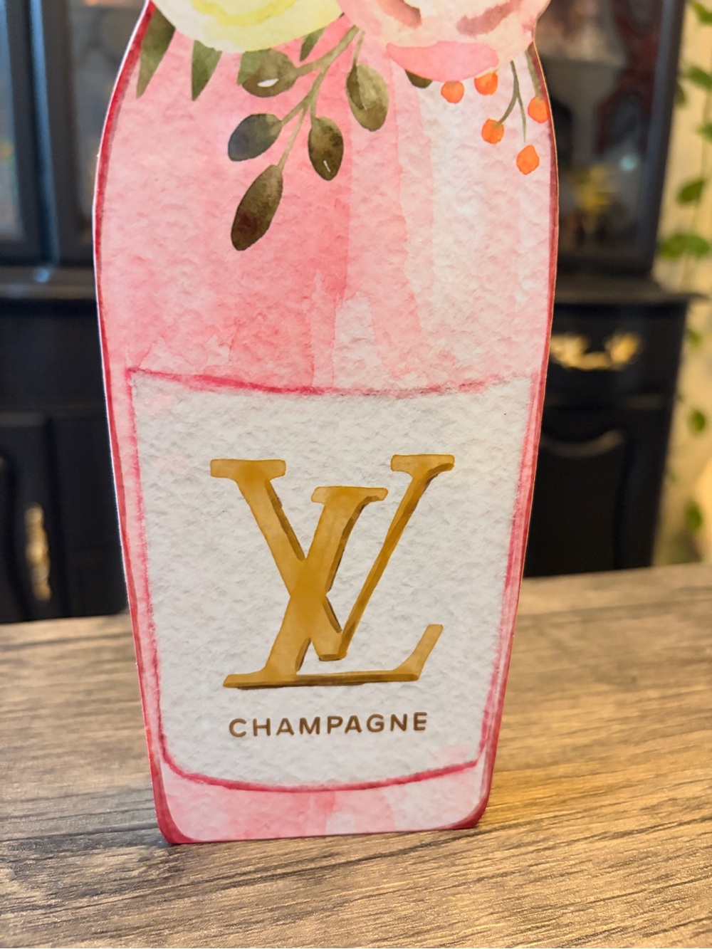3D Inspired Pink Champagne Bottle Decorative Accent - Picture 3 of 9